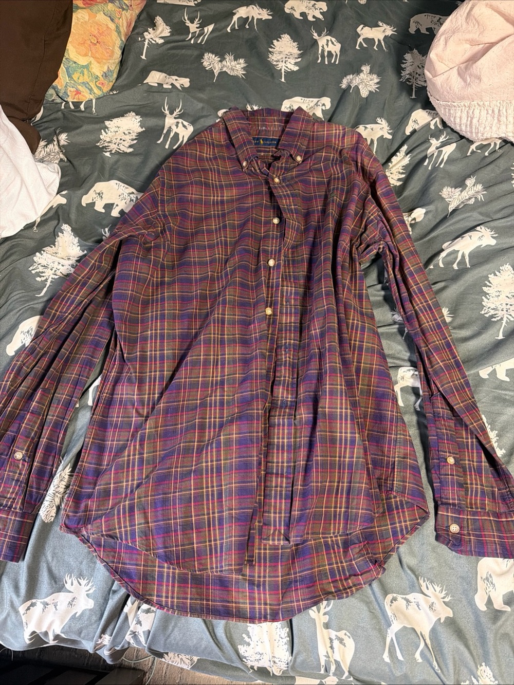Polo Ralph Lauren Men's Plaid Button-Down Shirt in Purple and Red